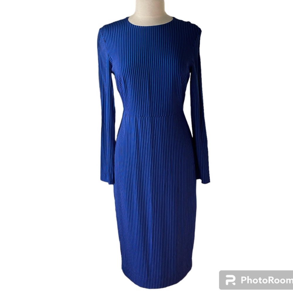DIANE VON FURSTENBERG
Striped Midi Length Dress, US 4, black blue